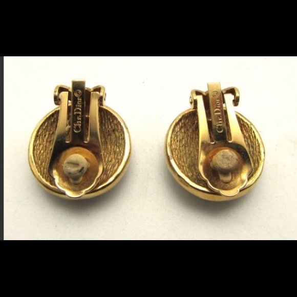 Vintage Gold tone Christian Dior crystal earrings - Picture 3 of 4